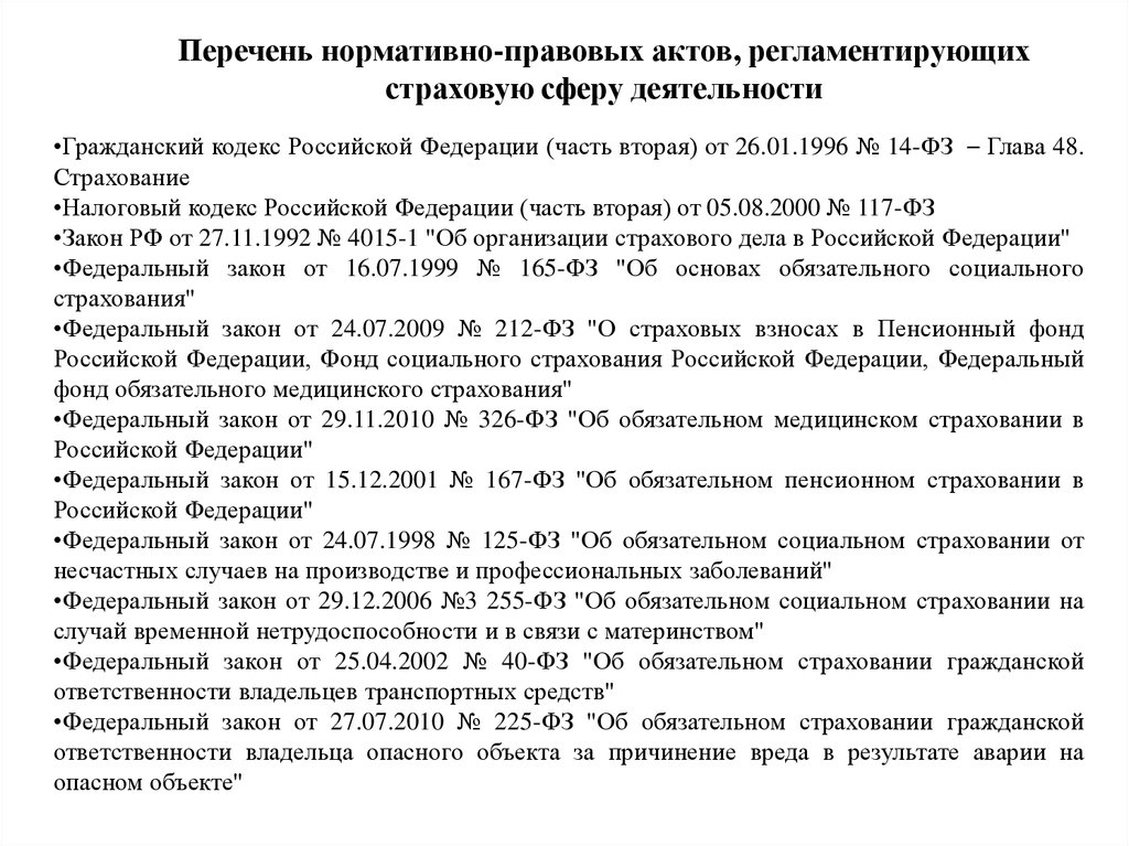 Реферат: Нормы Гражданского Кодекса Российской Федерации, регулирующие вопросы страхования и страховой деятельности
