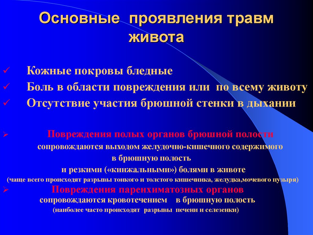 Повреждение органов брюшной полости презентация