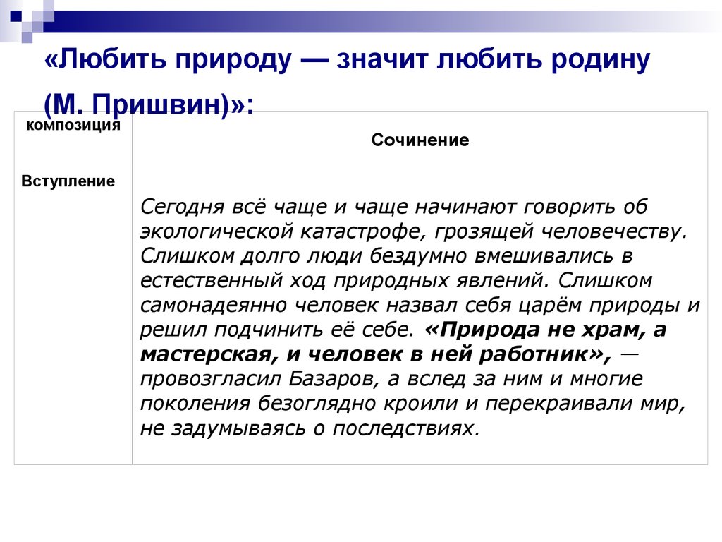 Любовь к родине сочинение примеры. Сочинение люблю природу. Пришвин любить природу значит любить родину. Сочинение любить родину. Что значит любить природу.