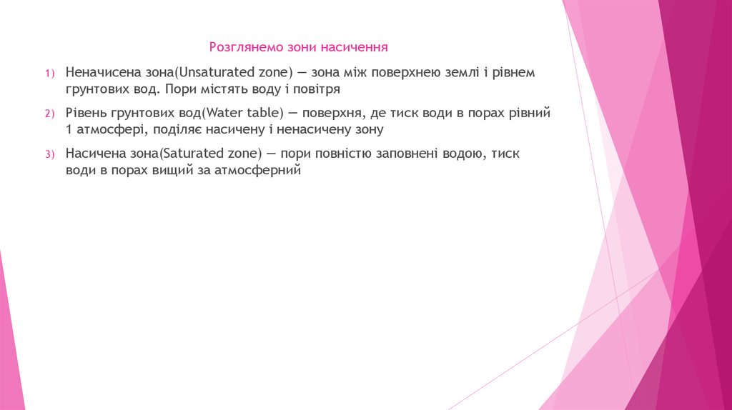 Розглянемо зони насичення