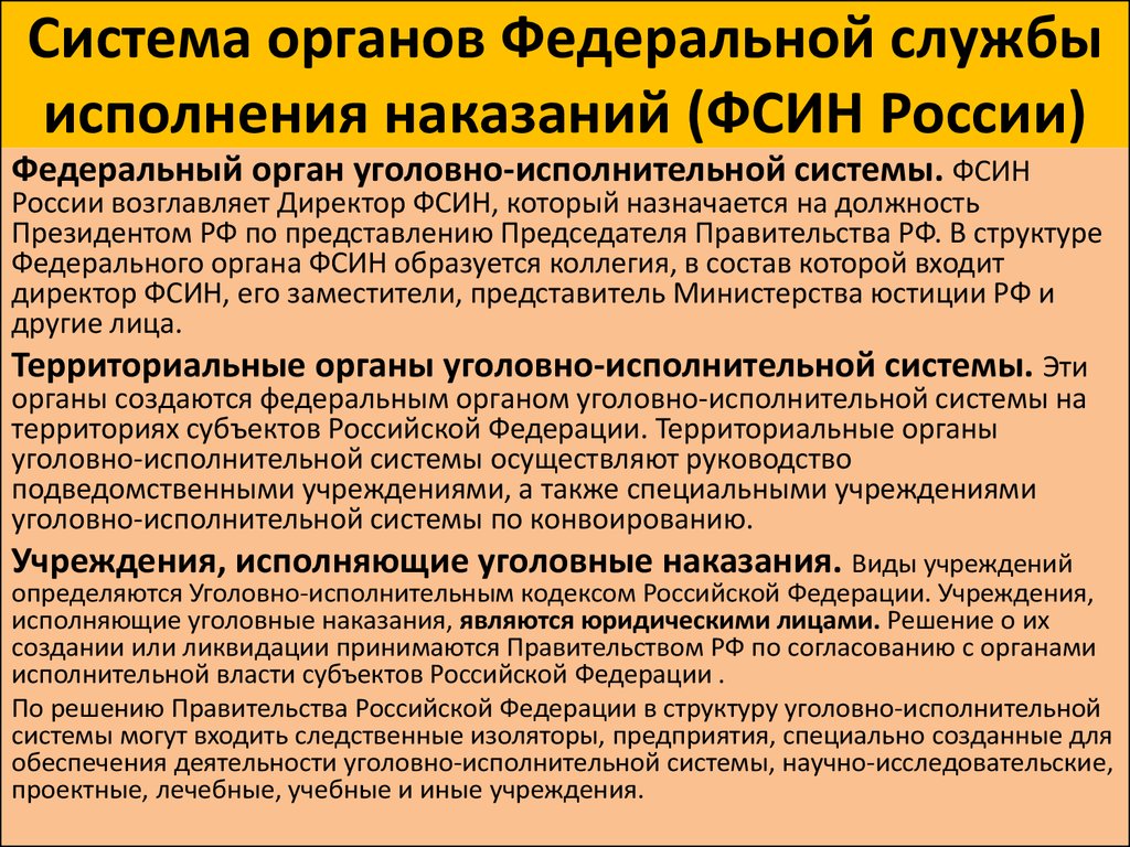 Уголовные органы. Система ФСИН России. Система органов Федеральной службы исполнения наказаний. Система органов ФСИН. Система исправительных учреждений ФСИН РФ..