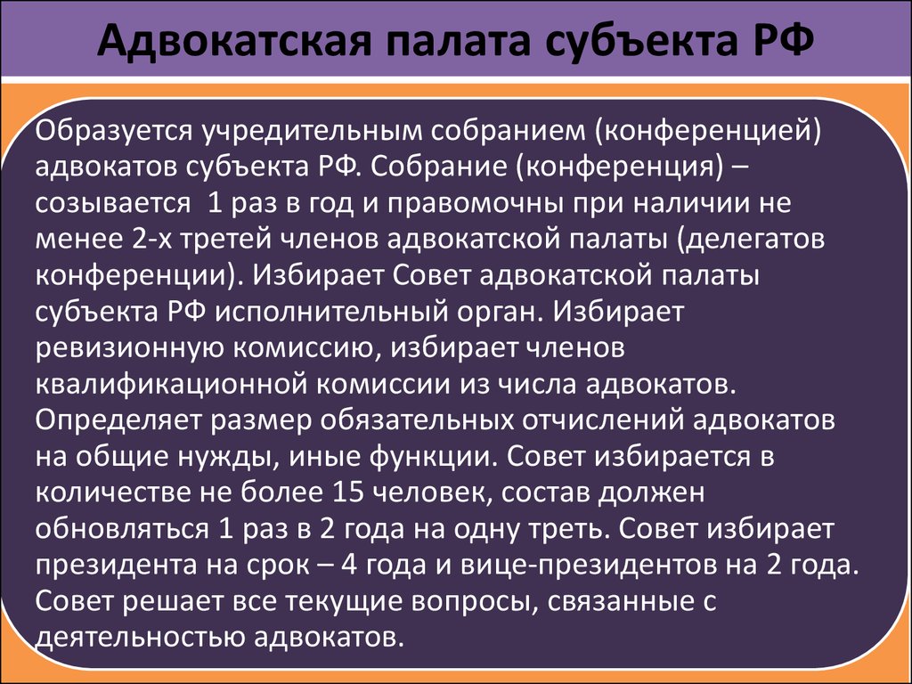 Палата адвокатов субъектов рф