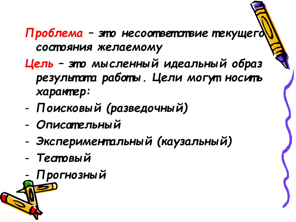 Цель это идеальный образ. Идеальный образ результата деятельности это. Идеальный образ желаемого результата. Проблема - это несоответствие желаемому. Мысленный идеальный результат.