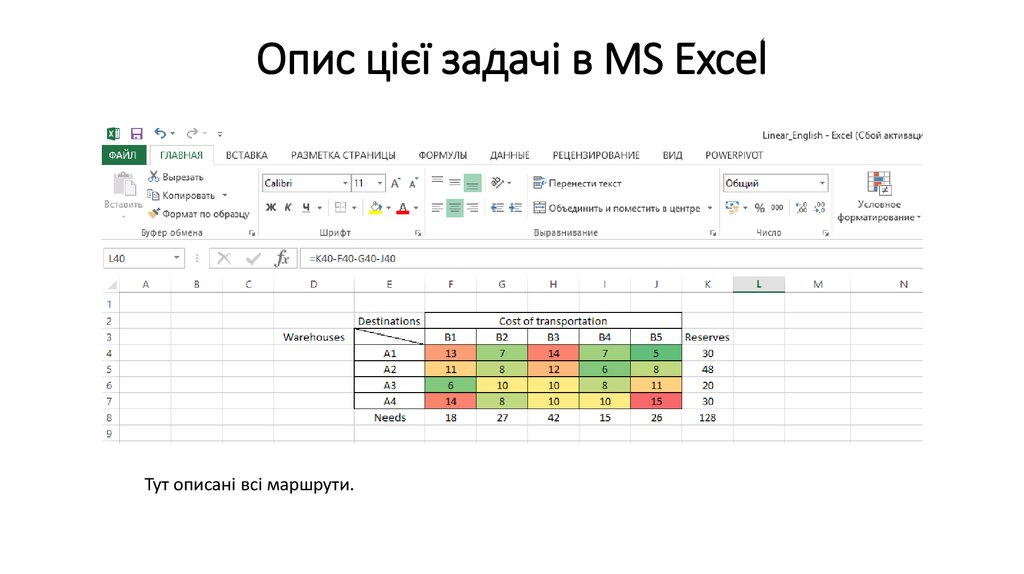 Опис цієї задачі в MS Excel