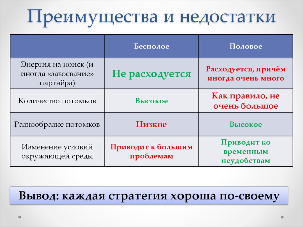 Преимущества и недостатки