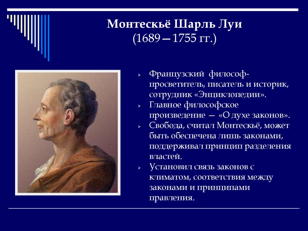 Основные произведения философии. Ш. Монтескье (1689-1755).