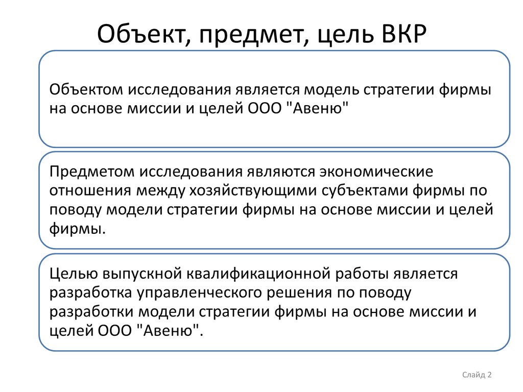 Цель предмет объект презентация