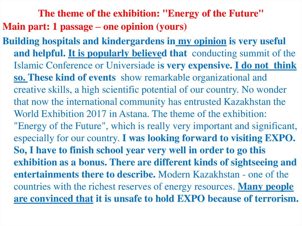 The theme of the exhibition: "Energy of the Future"