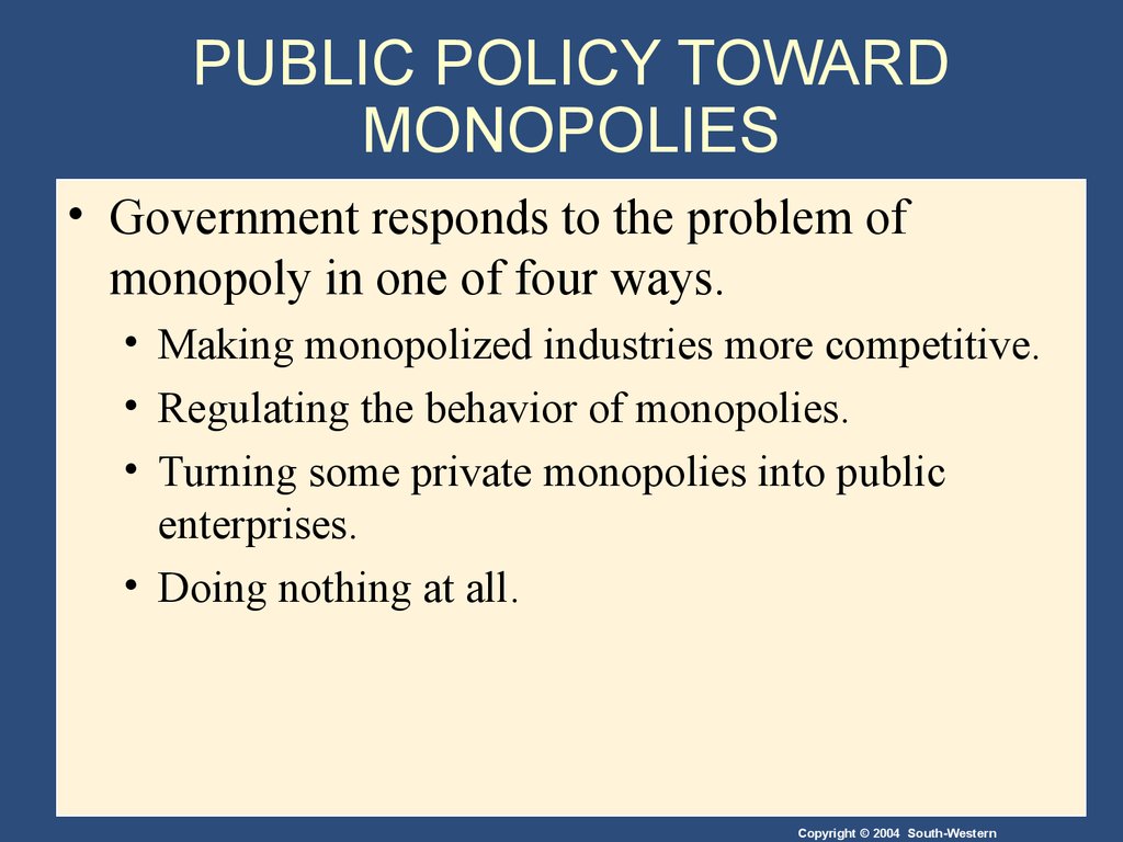 government monopoly examples