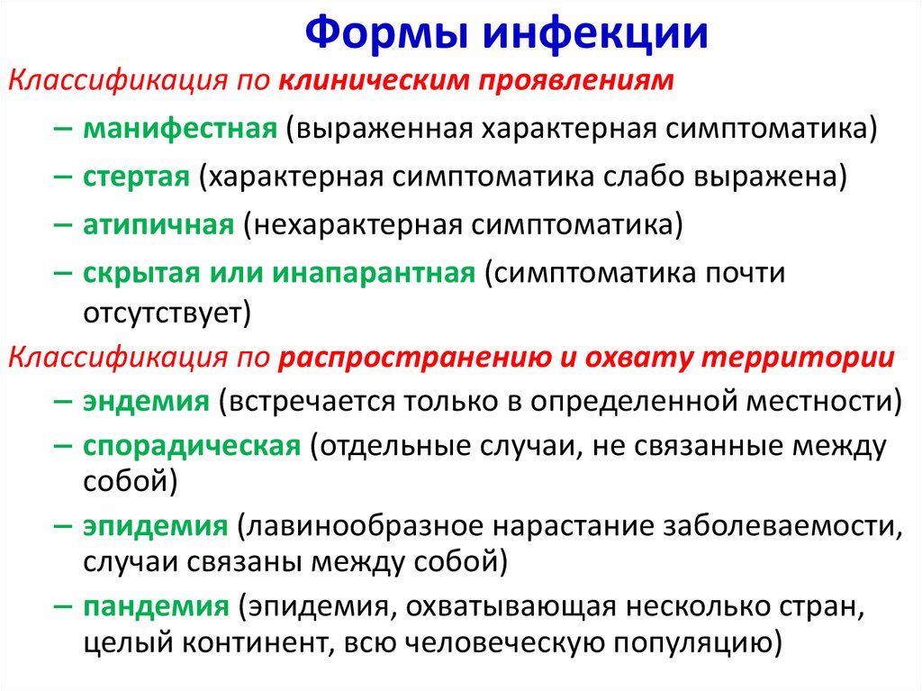 Инфекционным заболеванием является. Формы инфекционных заболеваний. Формы проявления инфекции. Основные формы инфекционного заболевания. Клинические формы инфекционных болезней.