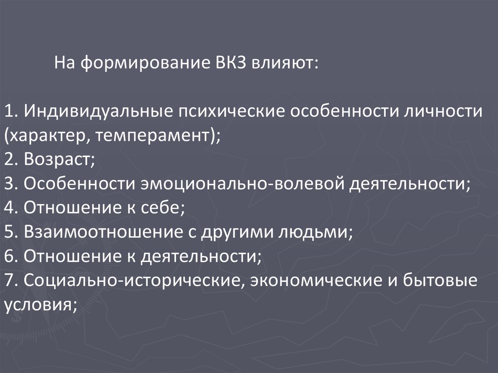 Внутренняя картина болезни включает в себя все перечисленные компоненты за исключением