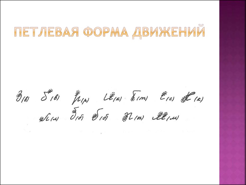 Образец движения первых. Петлевая форма движений почерка. Форма движений при выполнении. Дуговая форма движений почерка. Преобладающая форма движений при соединении.