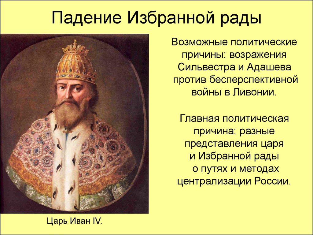 Причина ивана 4. Иван 4 падение избранной рады. Падение избранное рады. Падение избранной рады кратко. Причины распада избранной рады.