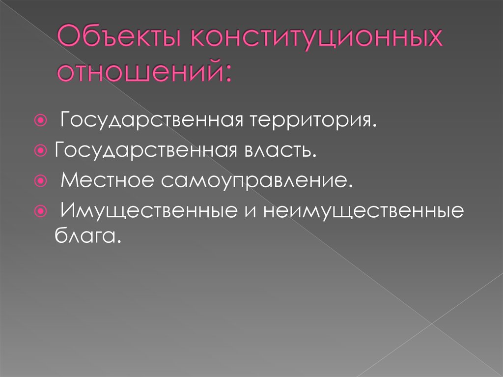 Конституционное право государственная власть. Объект конституционных отношений. Объект конституционного права. Объекты конституционно-правовых отношений. Субъекты и объекты конституционного права.