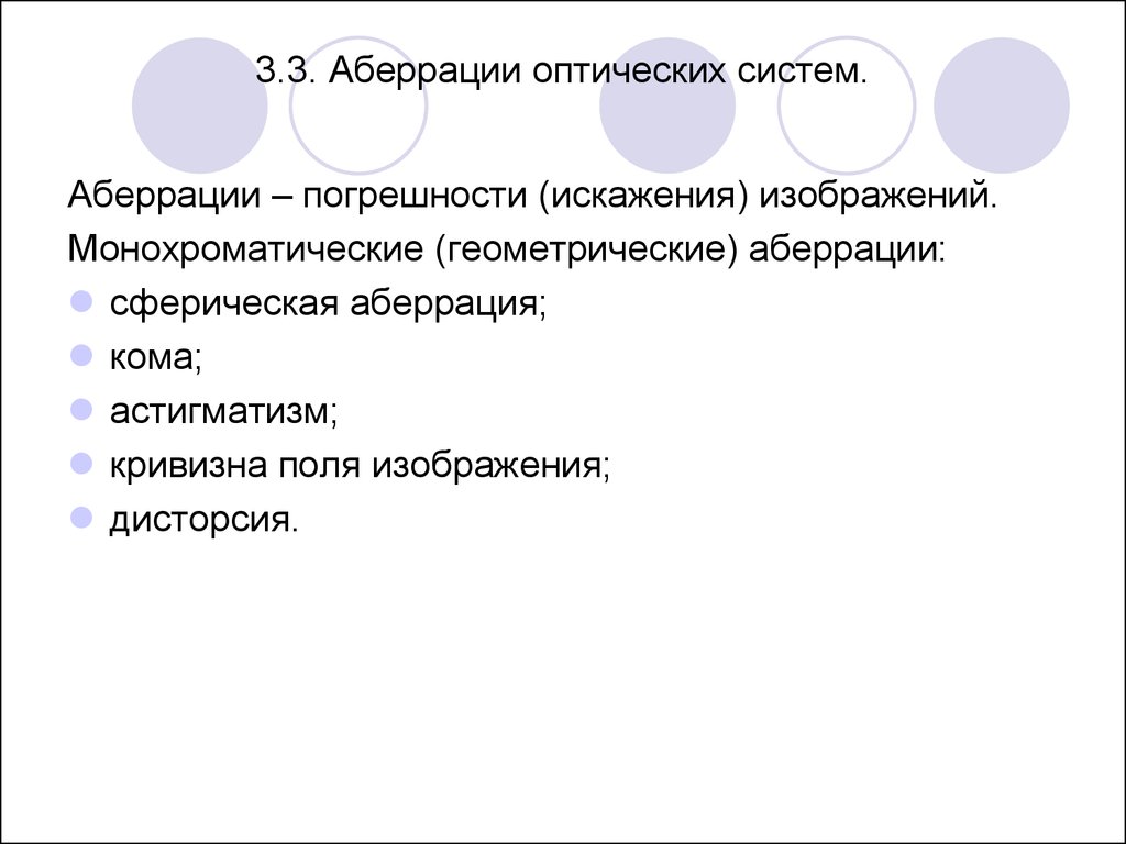 Аберация. Погрешности (аберрации) оптических систем. Виды аберраций оптических систем. Аберрация оптической системы. Виды оптических искажений.