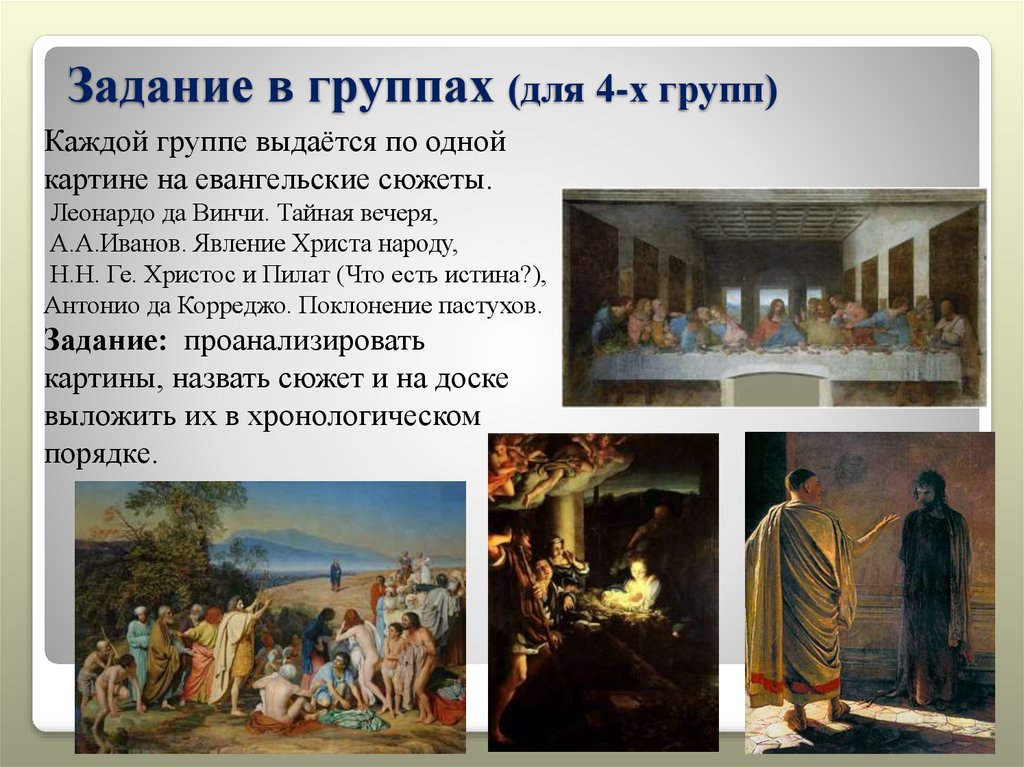 Задание в группах (для 4-х групп)