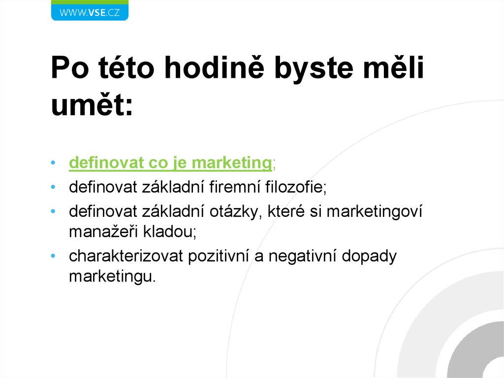 Po této hodině byste měli umět: