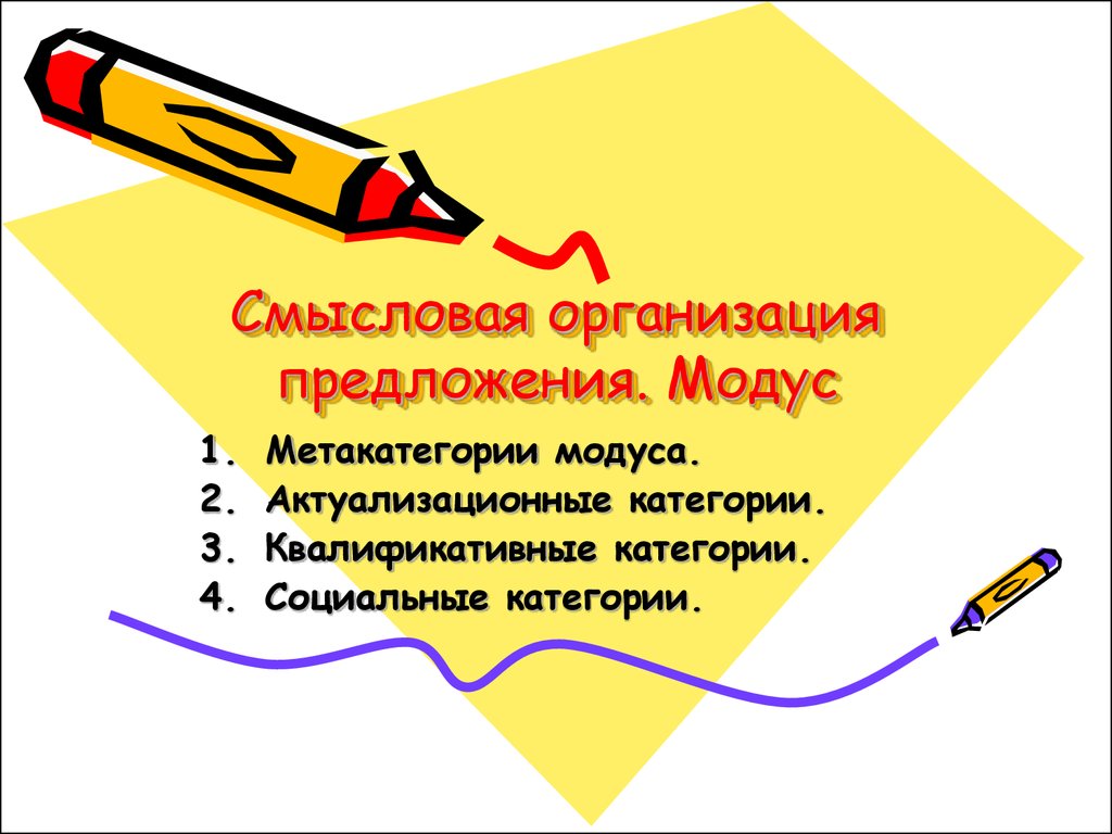 Организованный предложения. Смысловая организация предложения. Актуализационные категории. Предложения для организации. Актуализационные категории модуса..