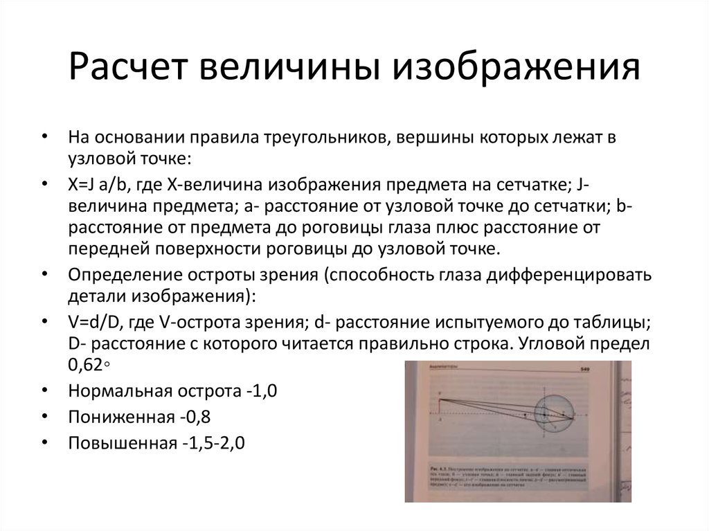 Что является основанием для определения величины изображения изделия