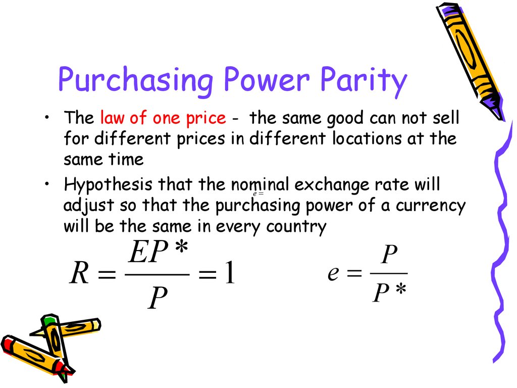 The theory of purchasing power parity or ppp claims that the currency excha...