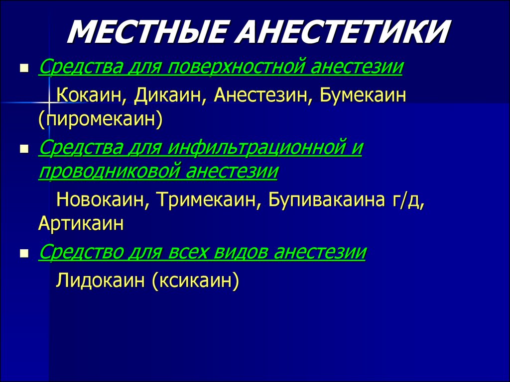 Местные анестетики фармакология презентация