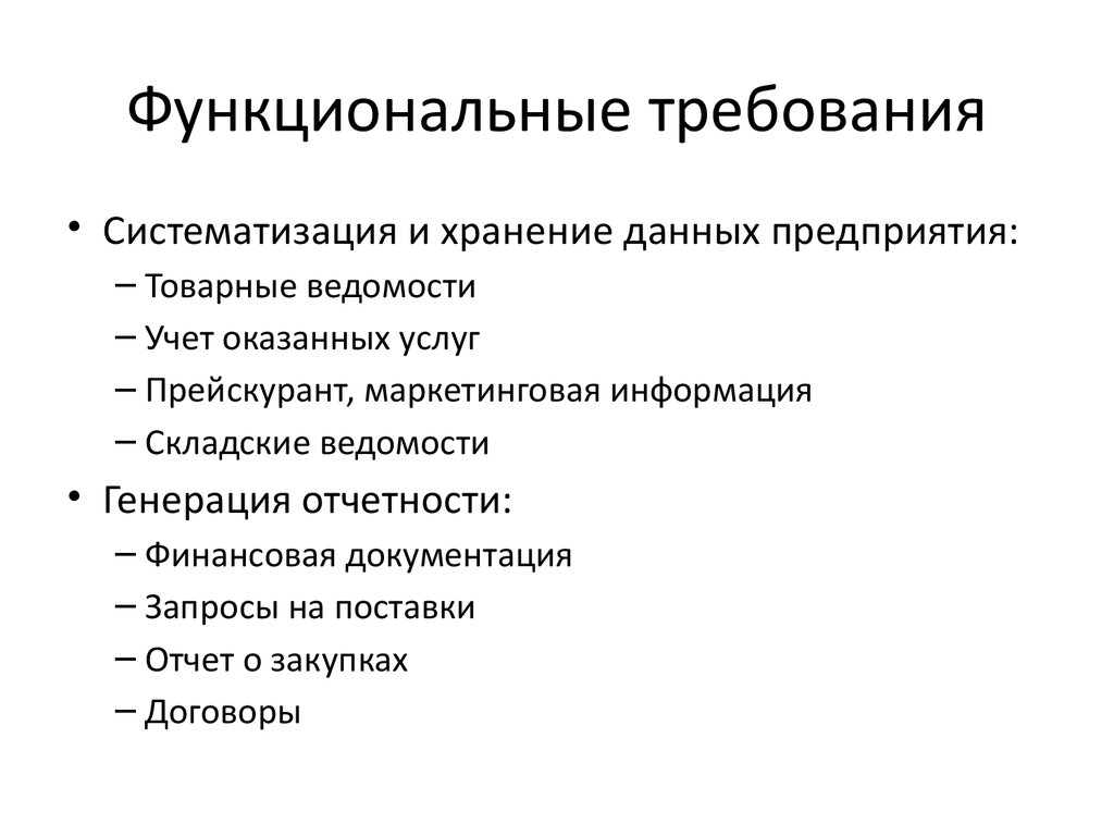 Функциональные требования к проекту