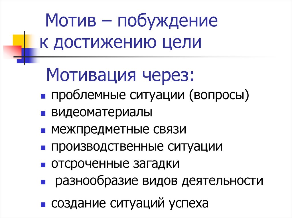 Производственные ситуации. Мотивы проектной деятельности. Целевая мотивация. Мотивации цели к успеху список. Что дает мотивация через проблемную ситуацию.