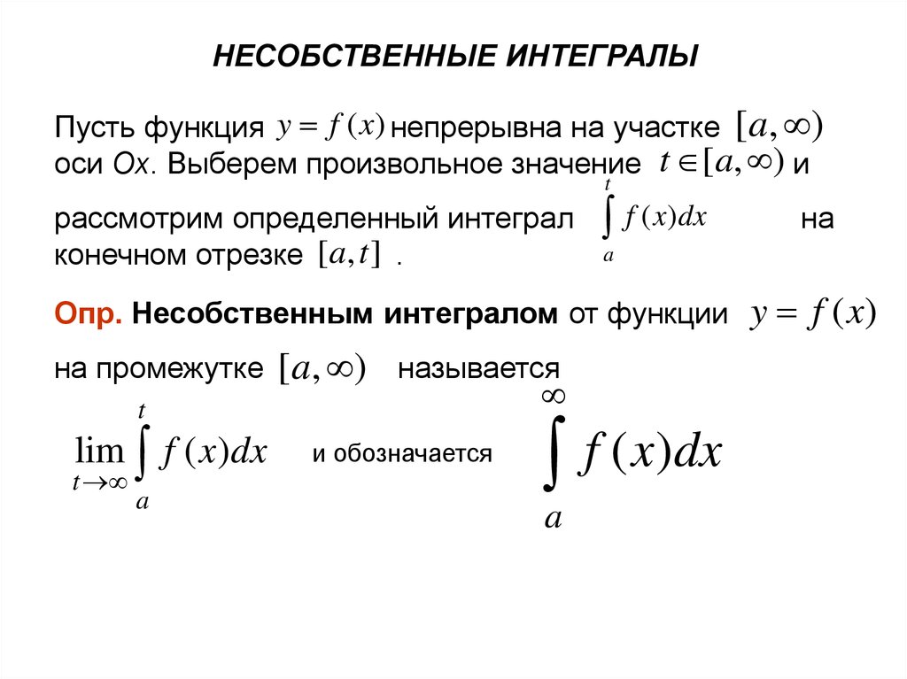 Интеграл функции c. Несобственный интеграл. Несобственный интеграл от непрерывной функции. Несобственный интеграл от неограниченной функции. Определенный интеграл несобственные интегралы.