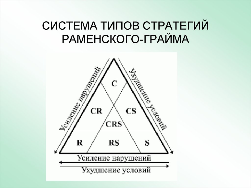 Жизненные стратегии растений. Стратегии Раменского грайма. Система типов стратегии Раменского. Треугольник Раменского грайма. Систему стратегий Раменского-грайма.