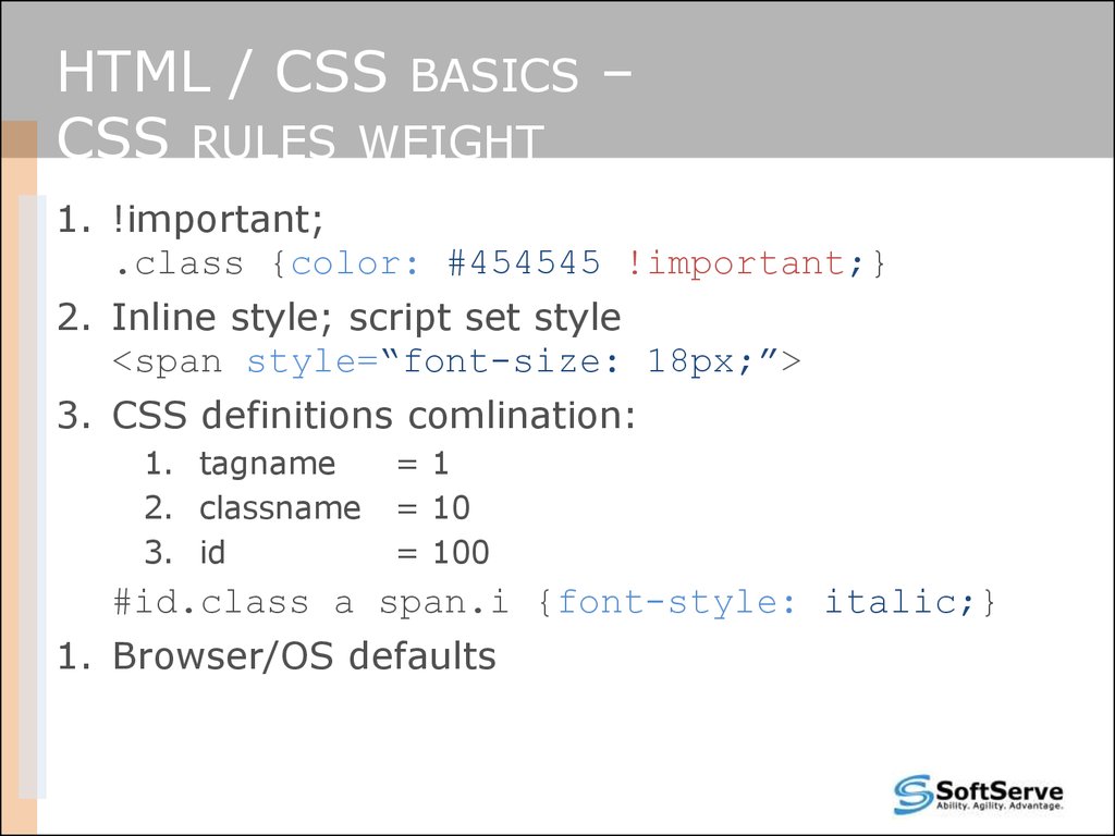 HTML / CSS basics – CSS rules weight