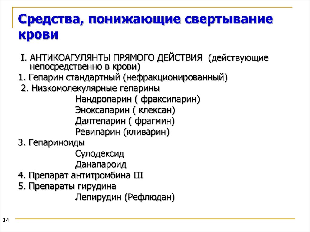 Средства влияющие на систему крови фармакология презентация