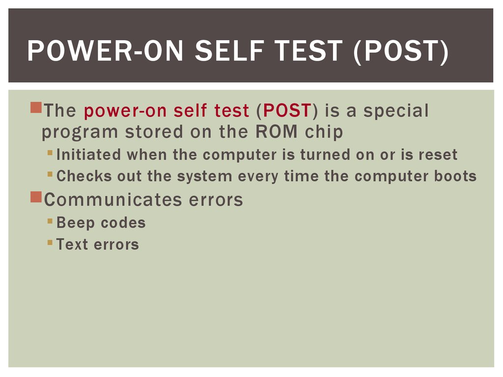 Power-On Self Test (POST)