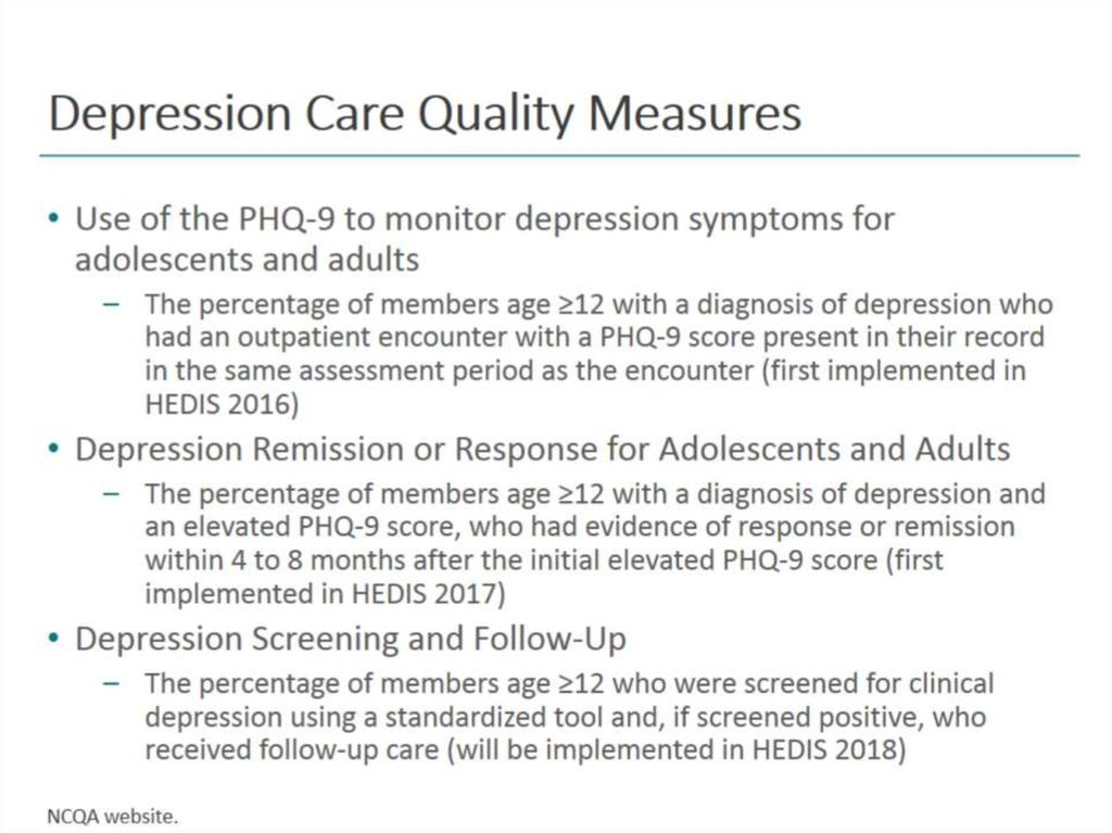 Depression Care Quality Measures