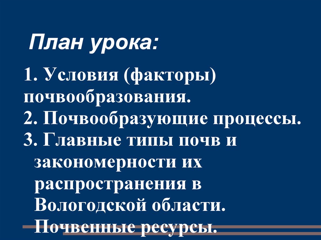 План урока: