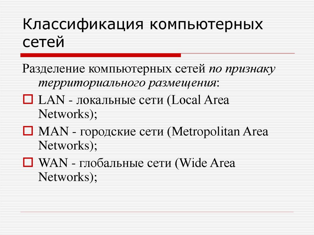 Классификация компьютерных сетей презентация