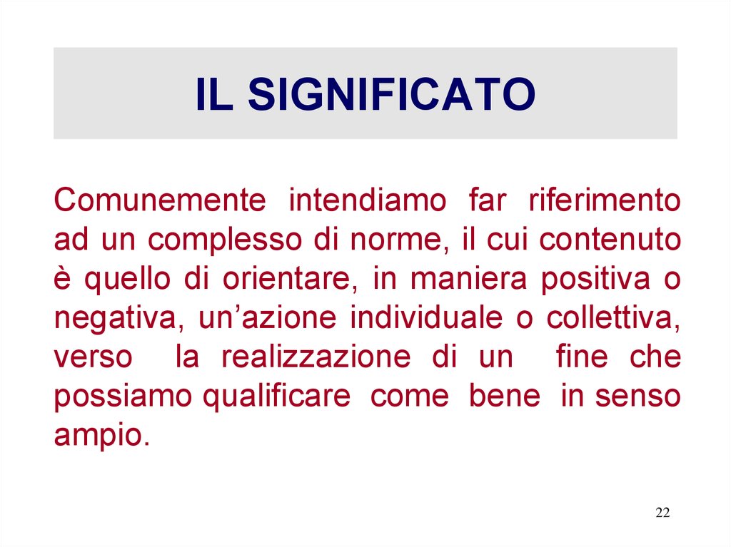 IL SIGNIFICATO