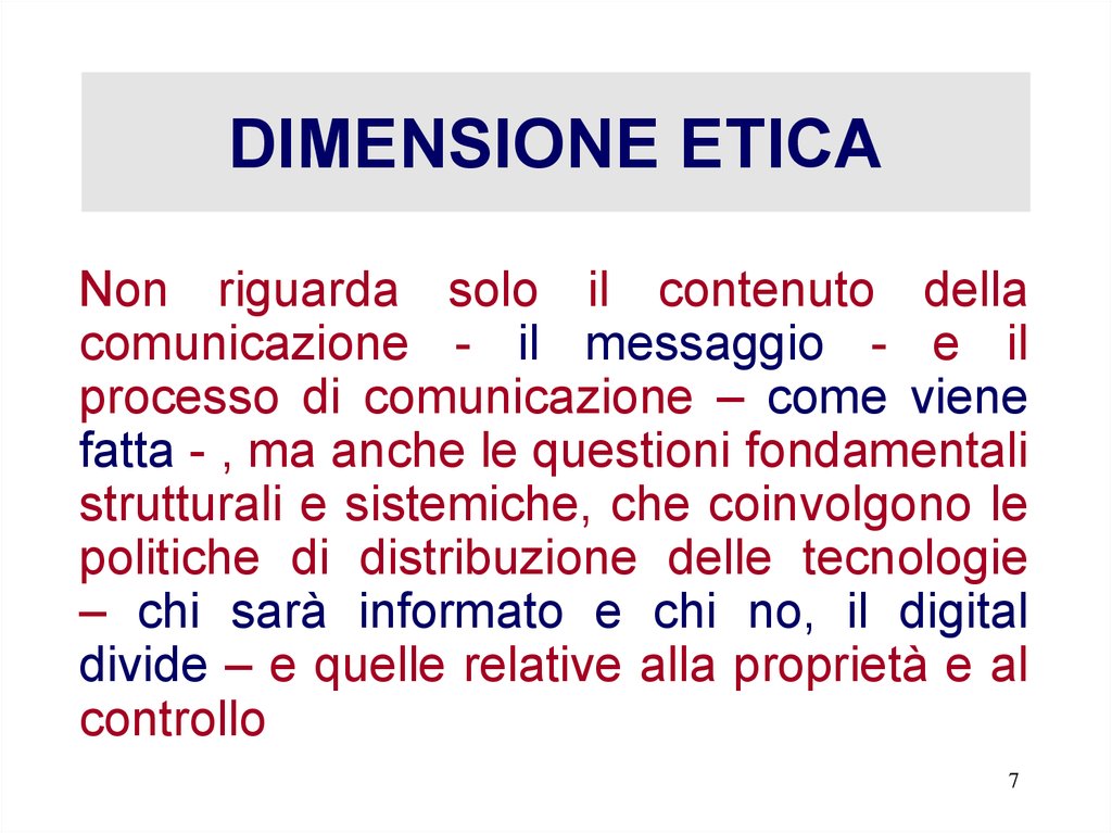 DIMENSIONE ETICA
