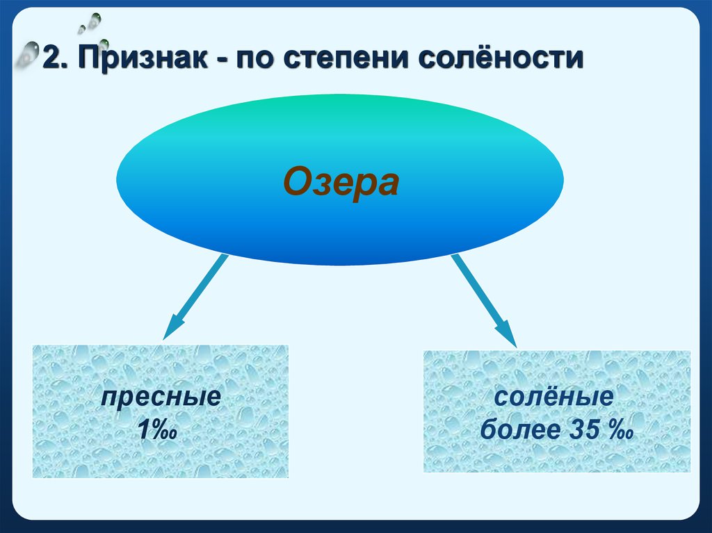 Признаки озера. Пресные и соленые озера. Озера пресные солоноватые и соленые. Классификация озер по солености.