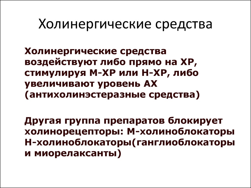 Холинергические средства фармакология презентация