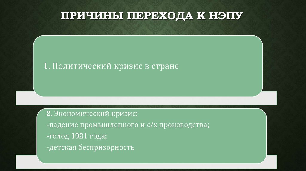 Причины перехода к НЭПУ. Причины перехода к новой экономической политике 1921. 3 Причины перехода к НЭПУ. Кризисы НЭПА.