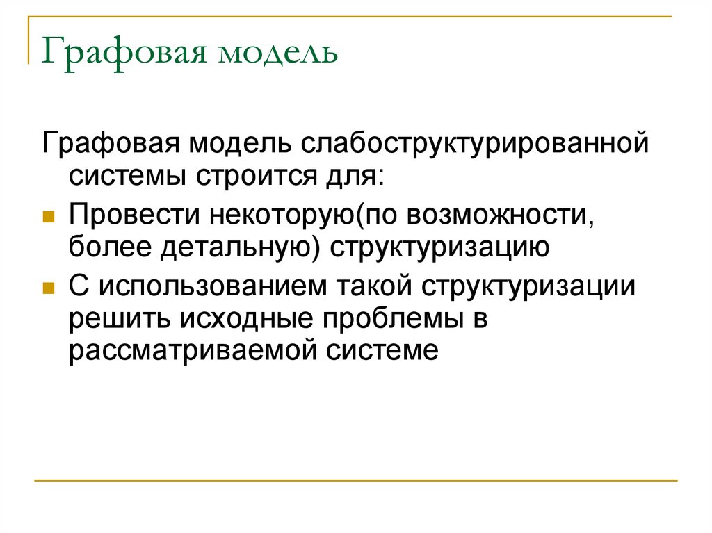 N проводим. Графовая модель. Графовая модель программы. Слабоструктурированные задачи характерны для.