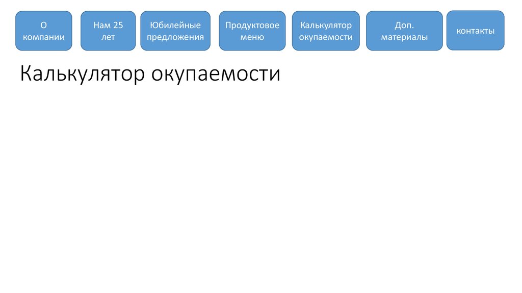Калькулятор окупаемости