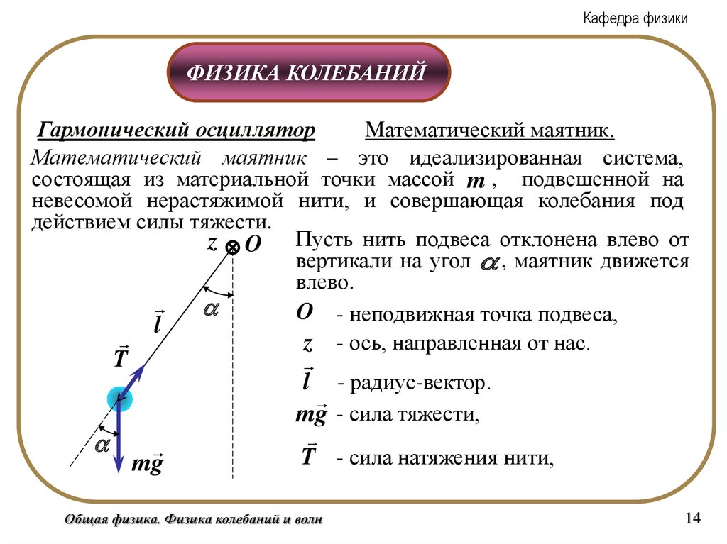 Частота колебаний математического маятника. Пружинный математический и физический маятники. Кинематика колебательного движения. Физика. Колебания и волны. Сила натяжения нити математического маятника.