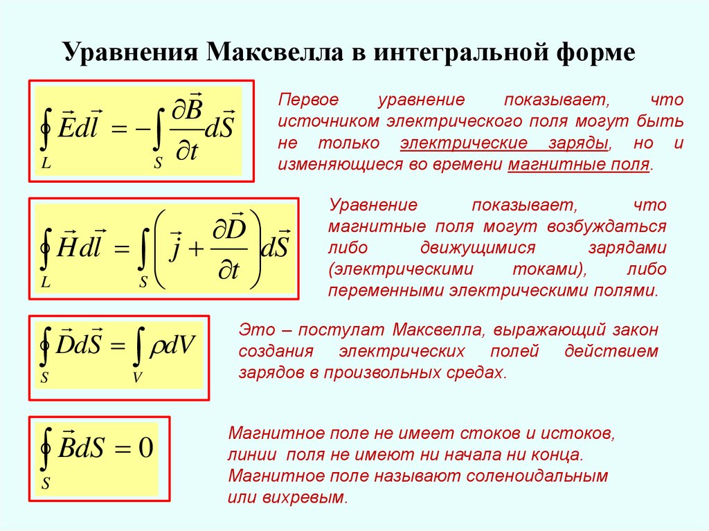 Интегральные уравнения максвелла. 4 Уравнения Максвелла. Уравнения Максвелла в интегральной форме. Первое уравнение Максвелла в интегральной форме. Уравнение Максвелла формула.
