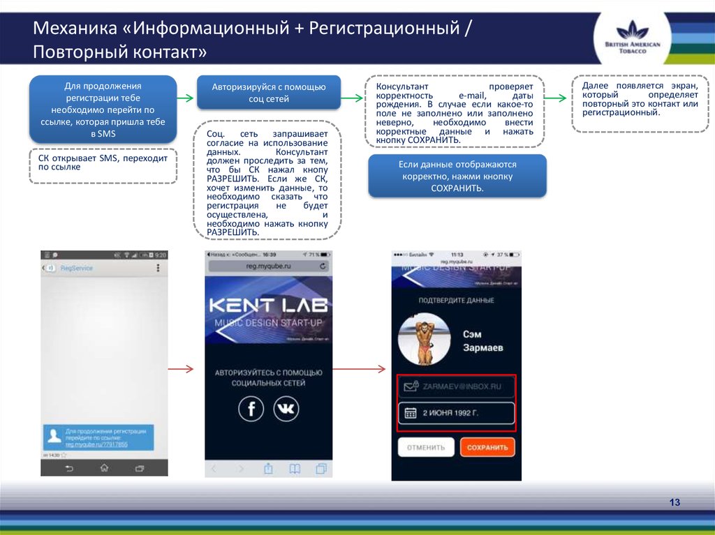 Продолжение регистрации. Материалы для контактов презентация. Некорректно внесены данные. Данные внесены корректно. Авторизируйся.