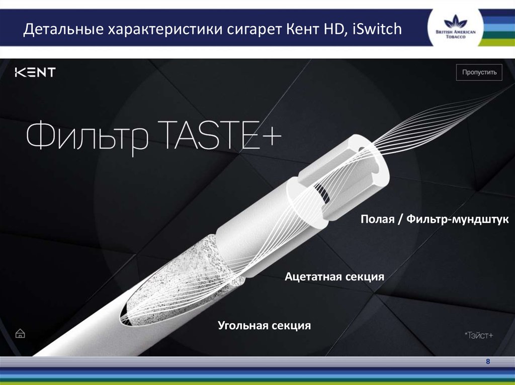 Детальные характеристики сигарет Кент HD, iSwitch