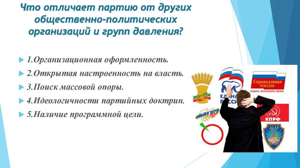 Что отличает партию. Общественно политические партии. Группы и организации политических партий. Отличие политической партии от других организаций. Что отличает политическую партию от других групп и организаций.