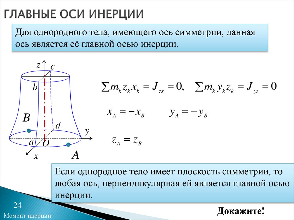 Оси инерции тела