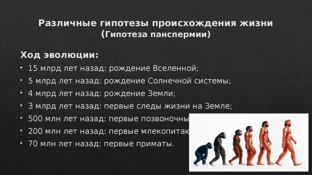 Теория происхождения жизни презентация