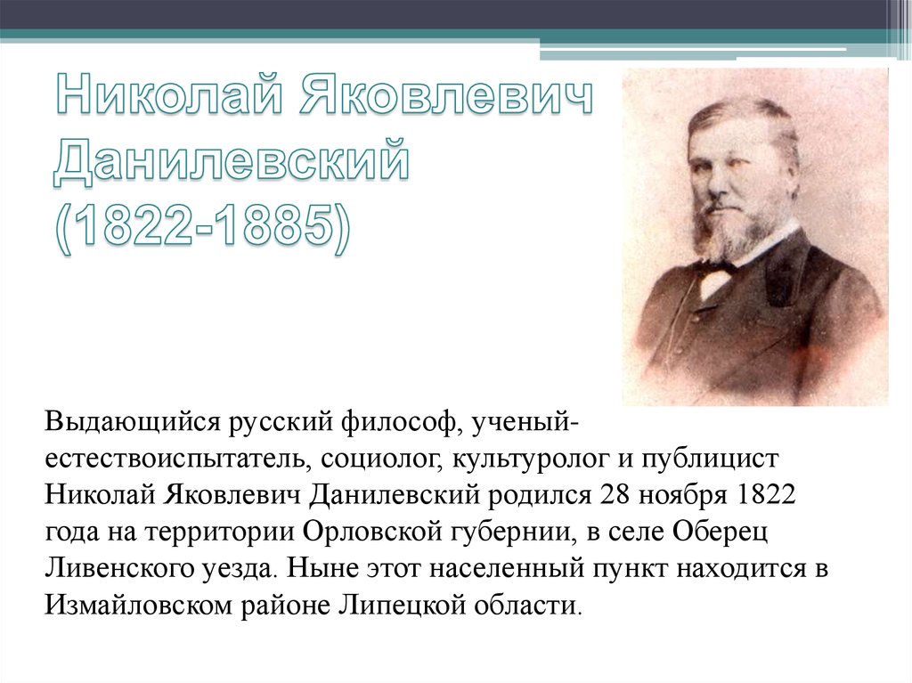 Данилевский николай яковлевич презентация